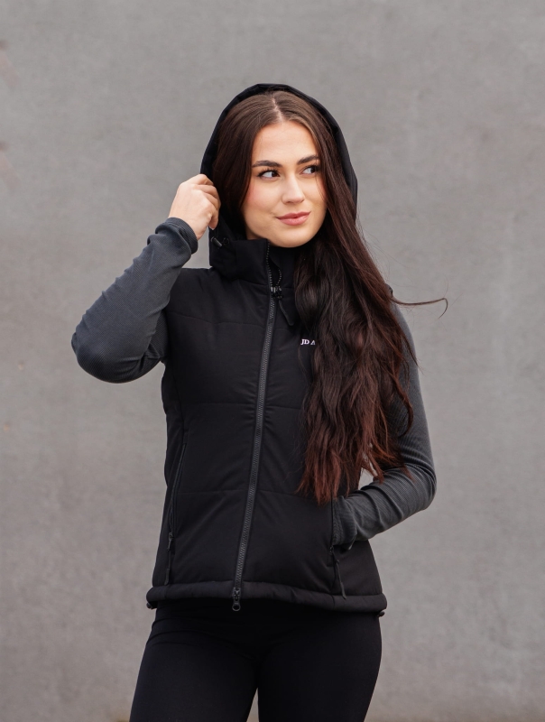 Detachable hood of the Greta black down vest