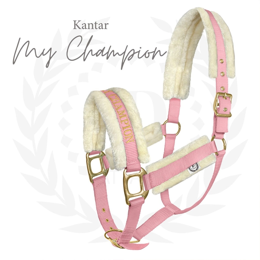 Kantar dla konia z futerkiem My Champion JD ATTACK z haftowanym napisem