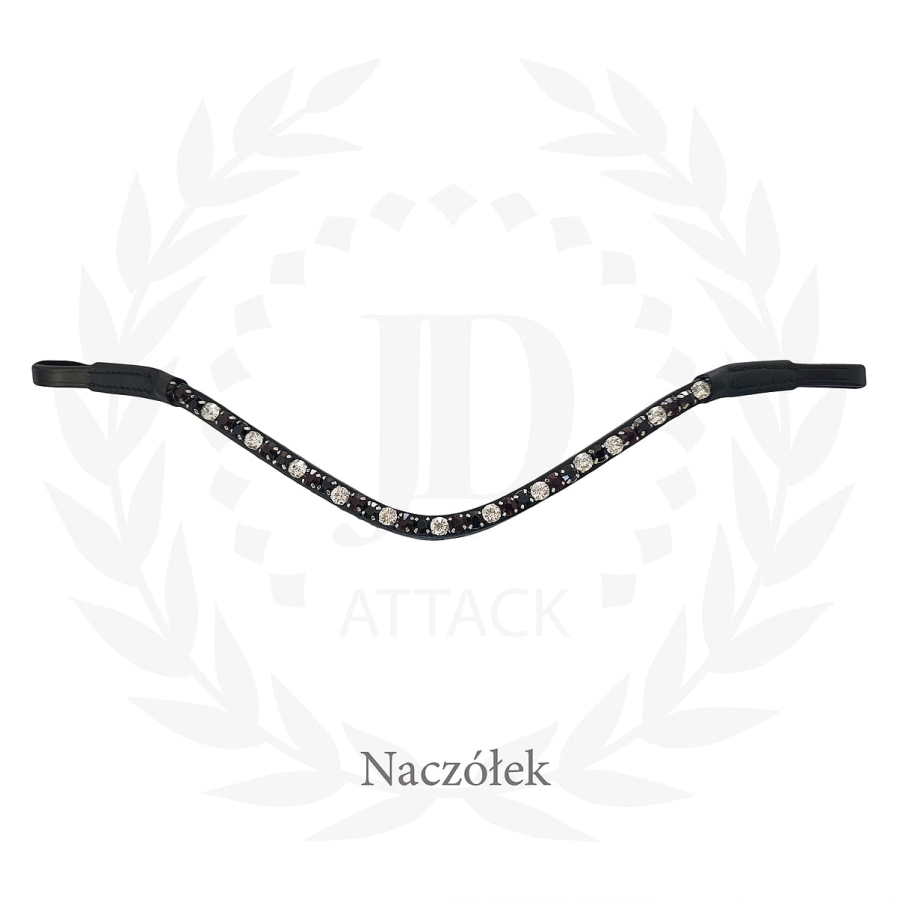 Class JD ATTACK browband with black, burgundy and silver crystals