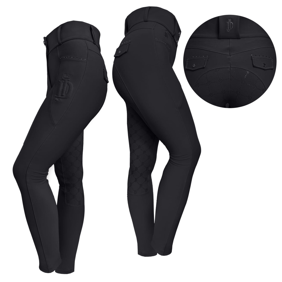 Legginsy jeździeckie z pełnym lejem Elite JD ATTACK z kryształkami