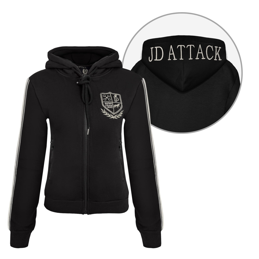 Bluza rozpinana Sally JD ATTACK z ozdobnym lampasem i kapturem