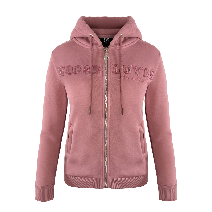 Horse Lover pink kids' hoodie by JD ATTACK with hood and zipper