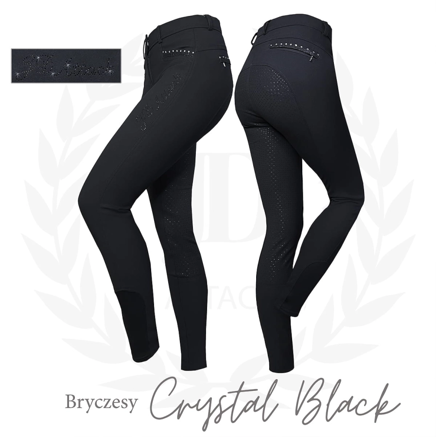 Bryczesy Crystal w kolorze czarnym z przodu i z tyłu