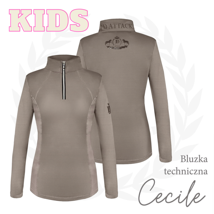 Dziecięca bluzka do jazdy konnej Cecile w kolorze beżowym, przód i tył