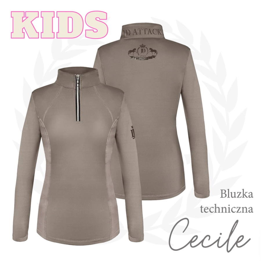 Dziecięca bluzka do jazdy konnej Cecile w kolorze beżowym, przód i tył