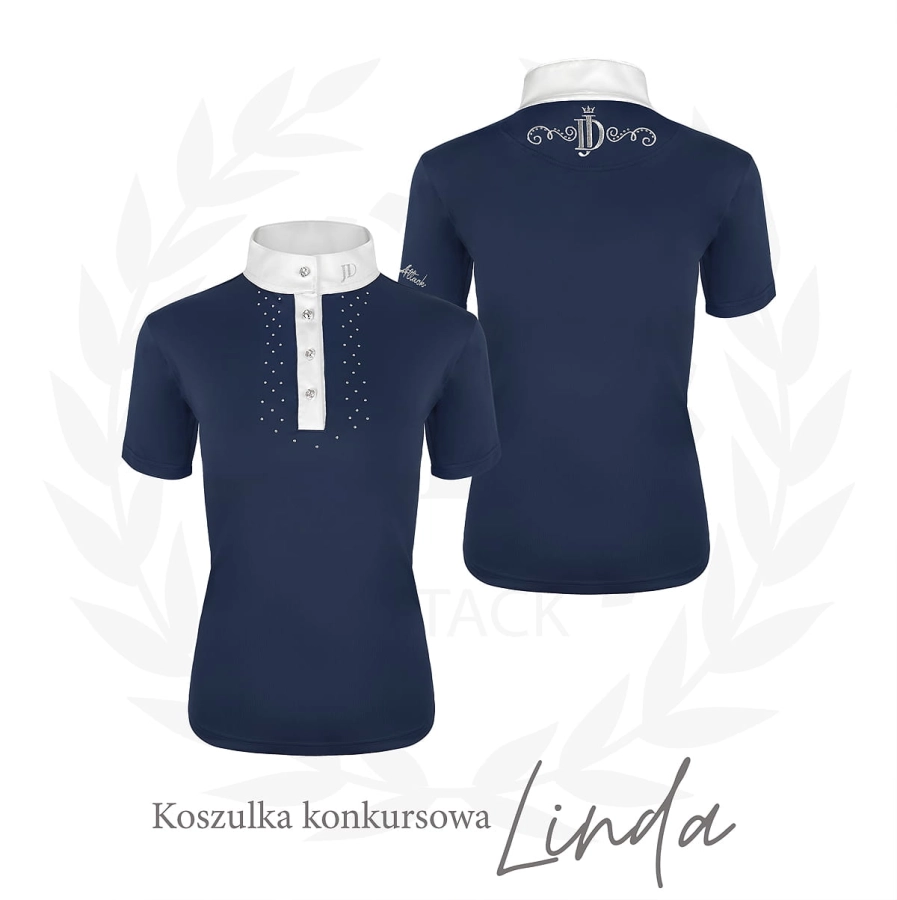 Koszula konkursowa Linda w kolorze granatowym na tle z wieńcem laurowym