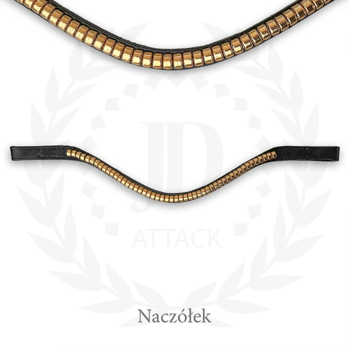 Naczółek dla konia Gold Chainy ze złotymi zdobieniami