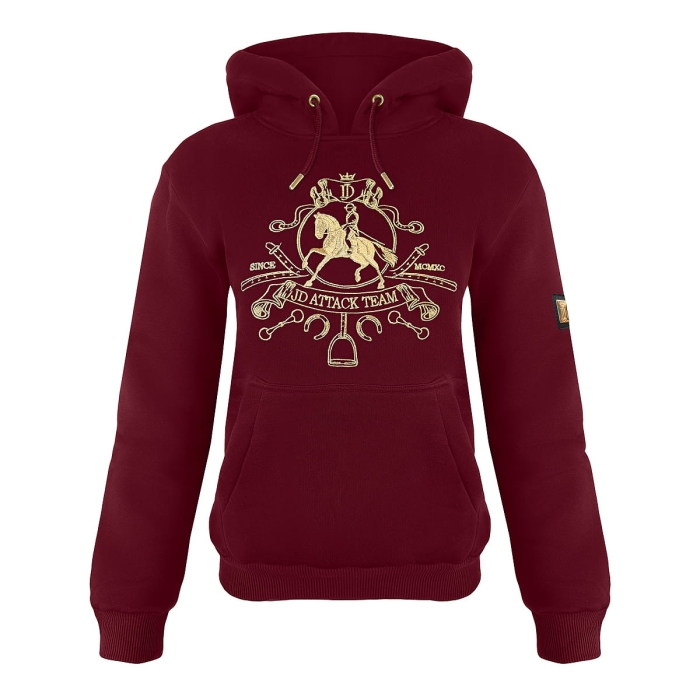Bluza jeździecka z kapturem Royal w kolorze bordowym, widok z przodu