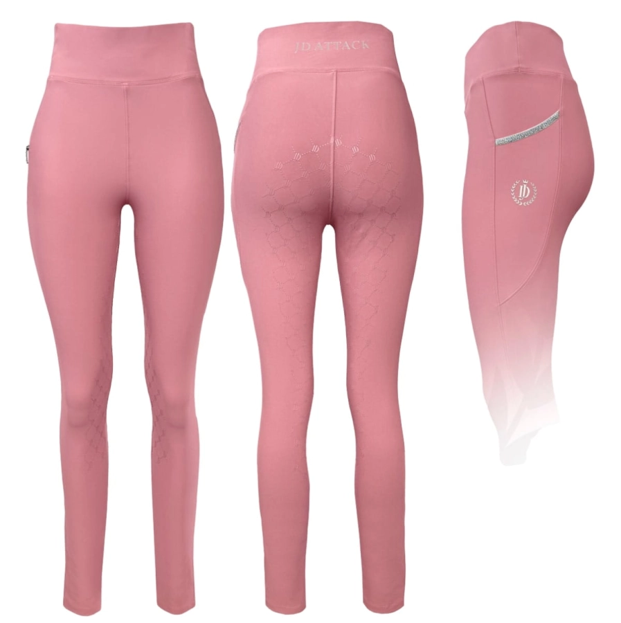 Legginsy z silikonem Cathrine w kolorze różowym z trzech stron