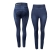 Legginsy jeździeckie Denim Flex z jeansowego materiału, widok z tyłu i z przodu