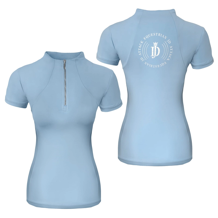Bluzka techniczna Cathrine z krótkim rękawem, czarna i baby blue, ujęcie 4