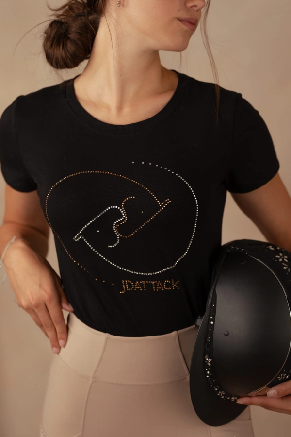 T-shirt damski Yin Yang z kryształkowymi końmi, ujęcie 3