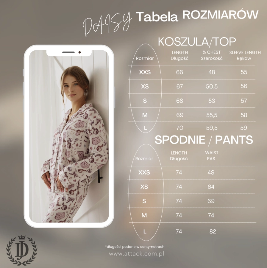 Piżama w konie Daisy z modalu, ujęcie 5