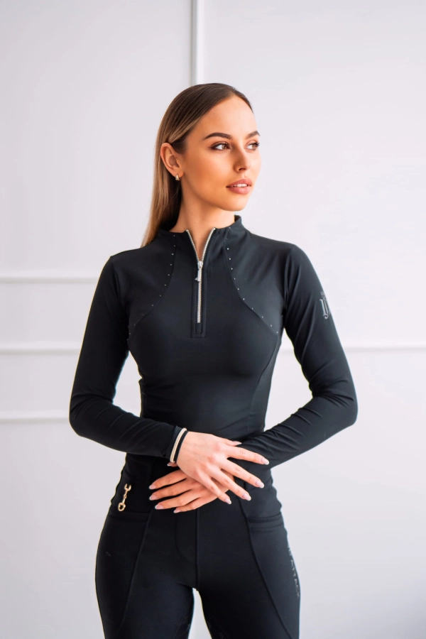 Bluzka techniczna Vanessa z kryształkami, czarna, ujęcie 2