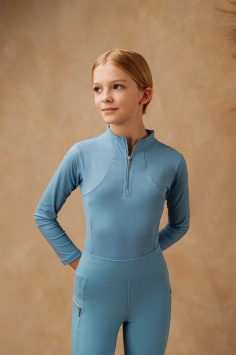 Dziecięca bluzka do jazdy konnej z długim rękawem Catty Long, Royal Blue
