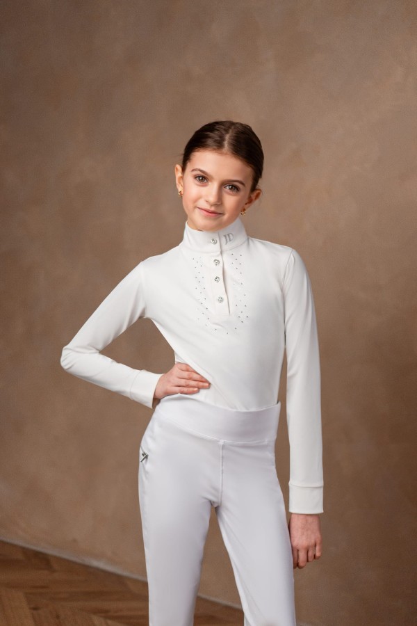 Koszula konkursowa z długim rękawem, dziecięca, kolor biały, JD ATTACK Linda.