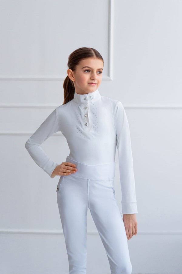 Children's long sleeve competition shirt, white, JD ATTACK Linda.