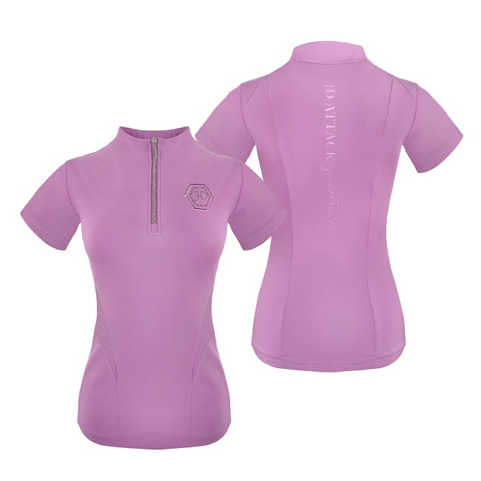 Koszulka techniczna do jazdy konnej Bellarose, kolor fioletowy, kolor liliowy, delikatne zdobienia.