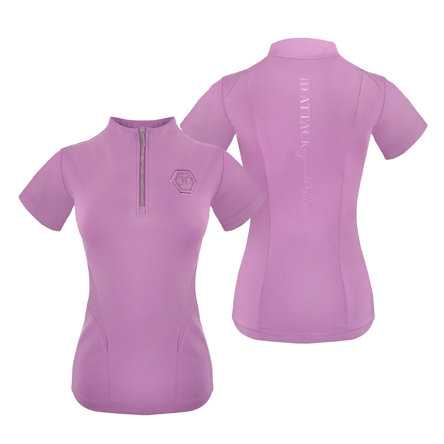 Koszulka techniczna do jazdy konnej Bellarose, kolor fioletowy, kolor liliowy, delikatne zdobienia.