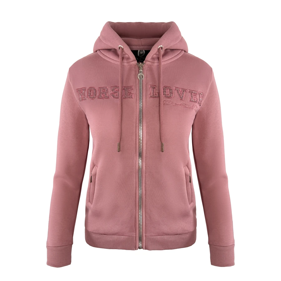 Stylowa,różowa bluza dziecięca Horse Lover dla małych miłośniczek jeździectwa! Miękka, rozpinana i z kapturem. Ozdobiona błyszczącym napisem oraz praktycznymi kieszeniami na zamek. Idealna do stajni i na co dzień. Komfort i jakość premium dla dziecka