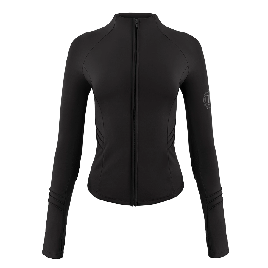 Czarna bluza techniczna Active z zamkiem i stójką, widok z przodu