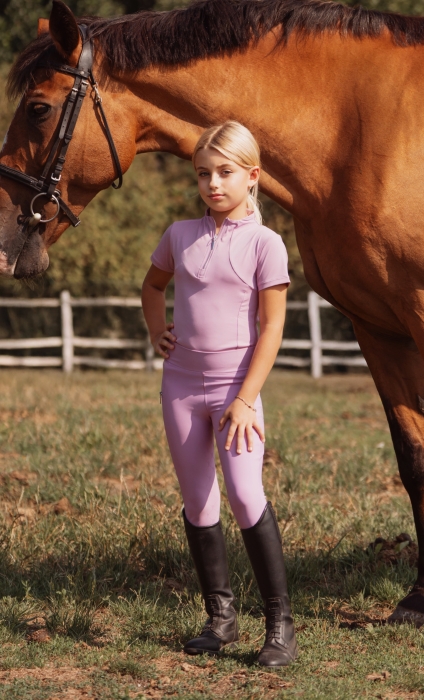 Catty children's technical riding top, short sleeve, 4-way stretch.