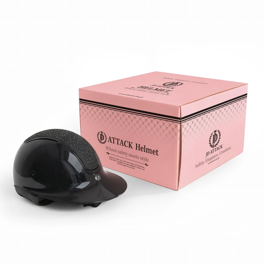 Kask jeździecki Moonlight z różowym pudełkiem JD Attack Helmet