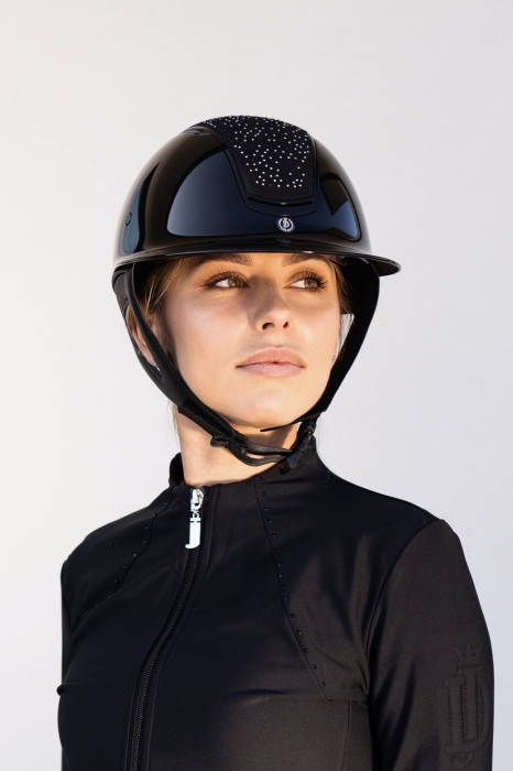 Kask jeździecki Moonlight JD Attack z kryształkami na głowie amazonki